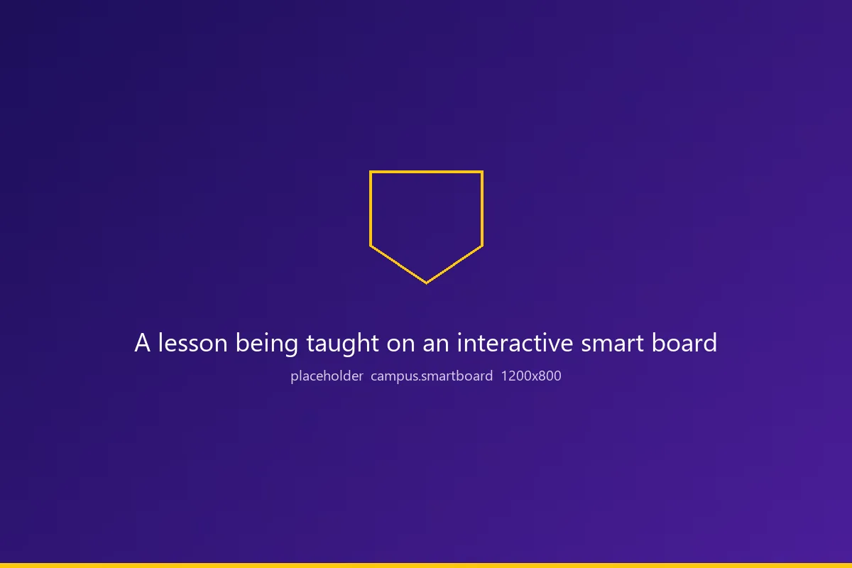 Placeholder image. A lesson being taught on an interactive smart board
