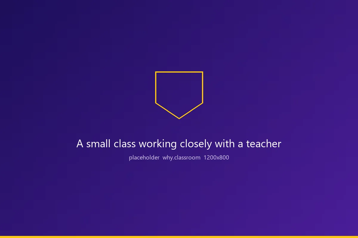 Placeholder image. A small class working closely with a teacher